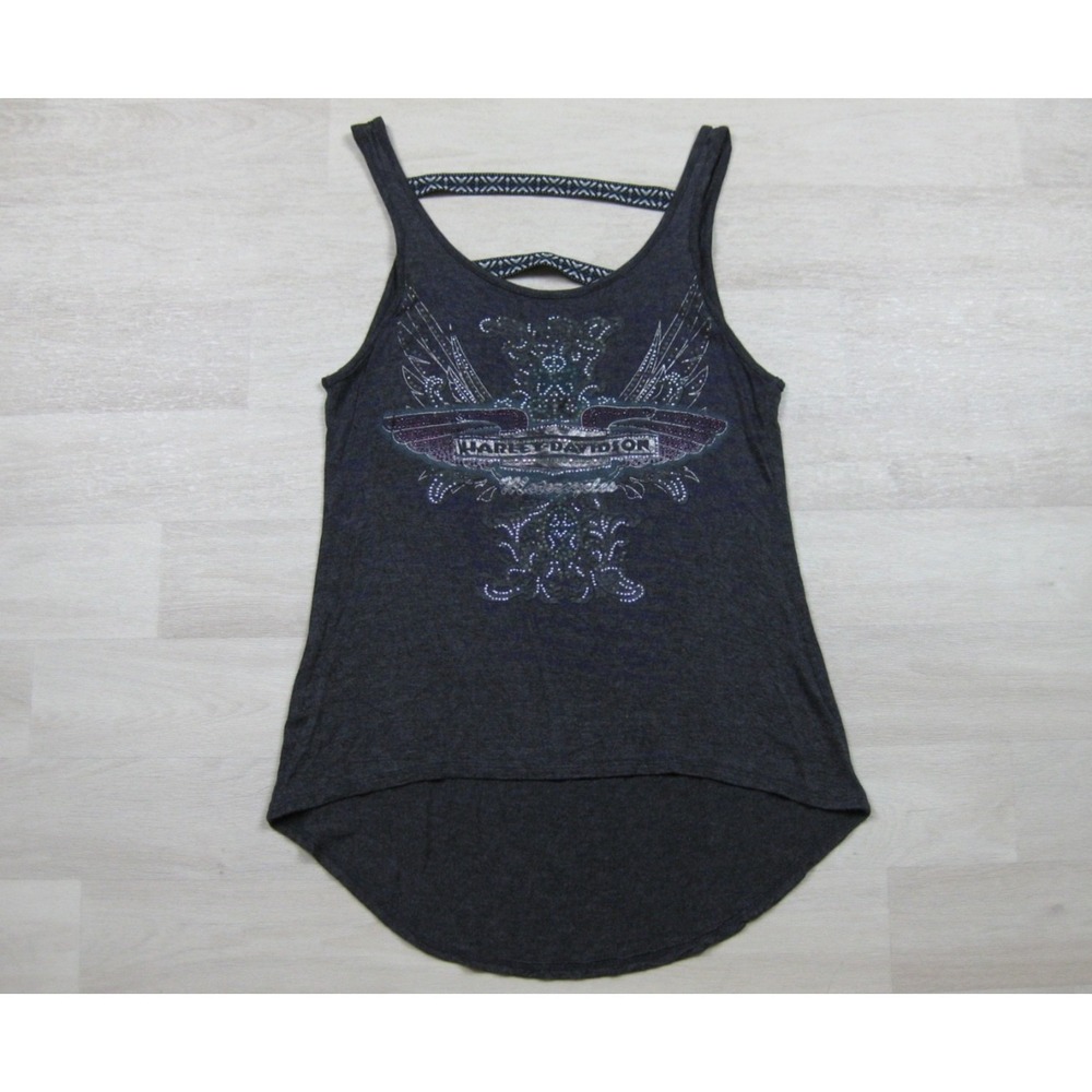 Harley-Davidson Tunic‎ Tank Top Women's (M) Bikercore Rhinestone High-Low